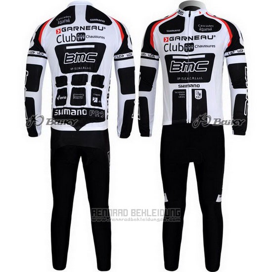 2011 Fahrradbekleidung BMC Wei und Shwarz Trikot Langarm und Tragerhose